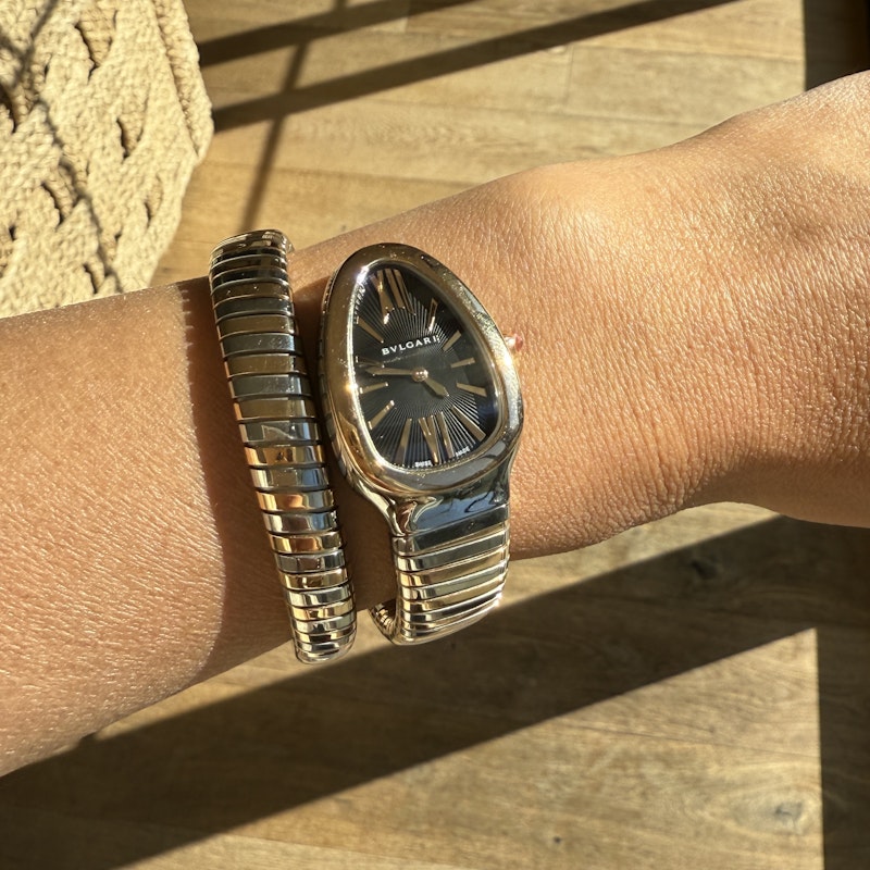 Bvlgari Serpenti Tubogas 102123 Black Dial Two Tone Watch
