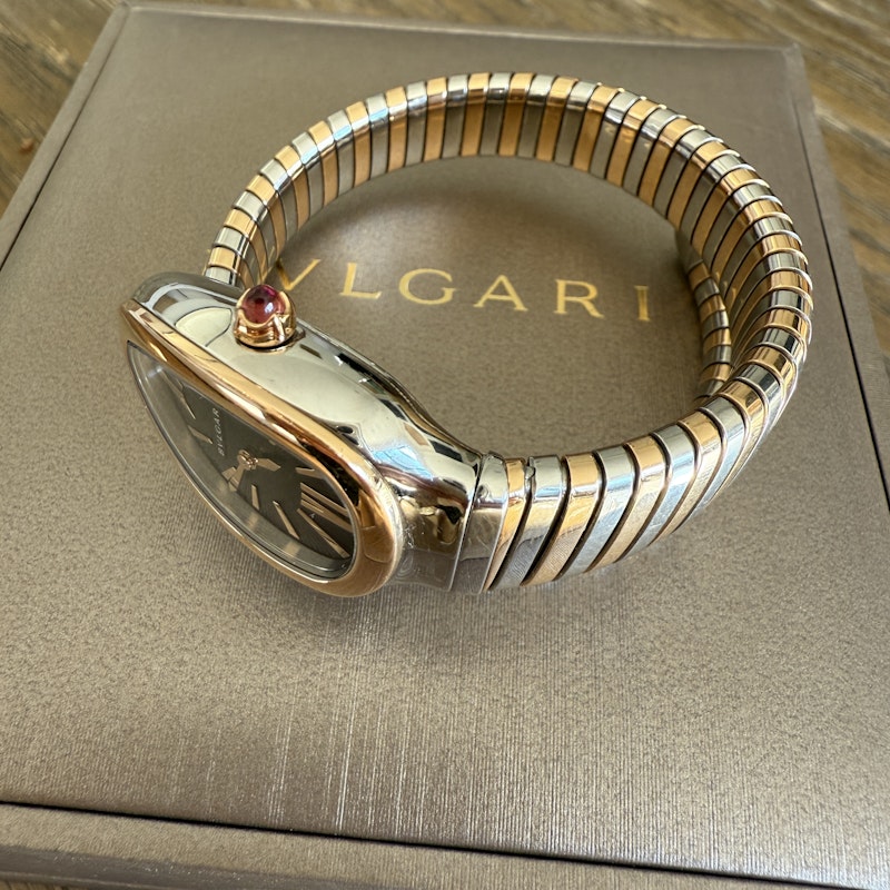 Bvlgari Serpenti Tubogas 102123 Black Dial Two Tone Watch