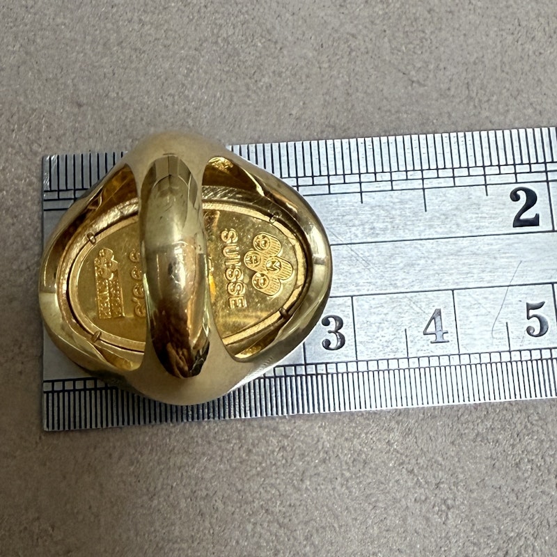 18k Yellow Gold & Diamond Swiss Coin Signet Ring