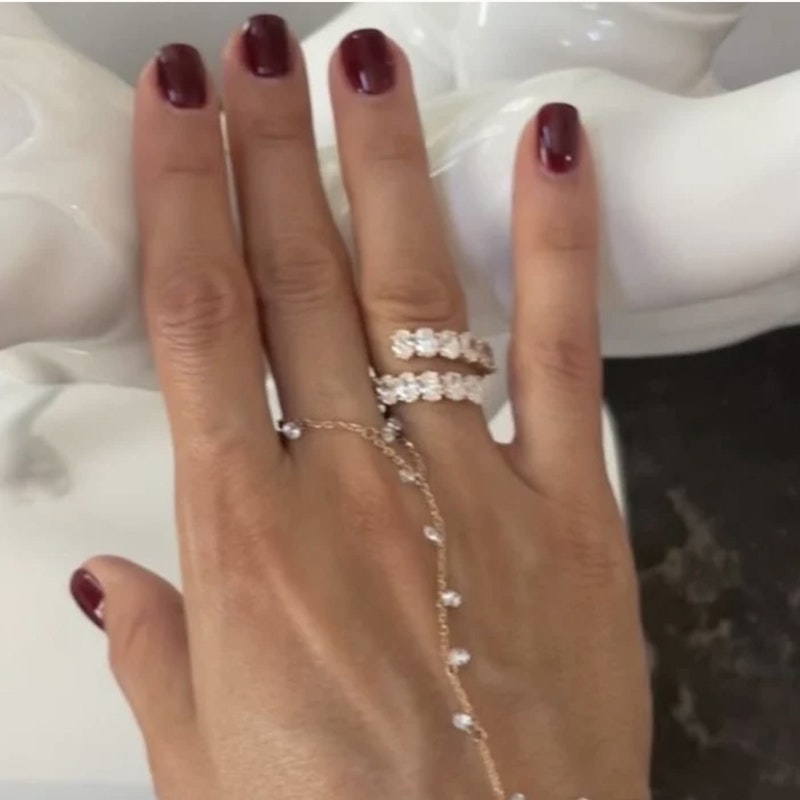 18k Rose Gold Oval Diamond Bypass Ring