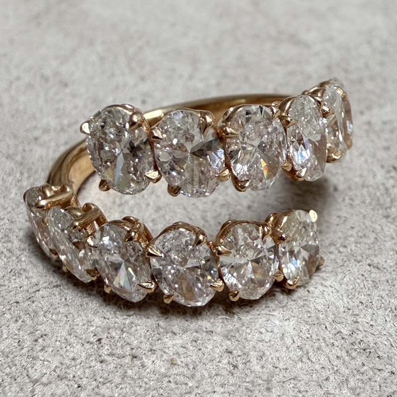 18k Rose Gold Oval Diamond Bypass Ring