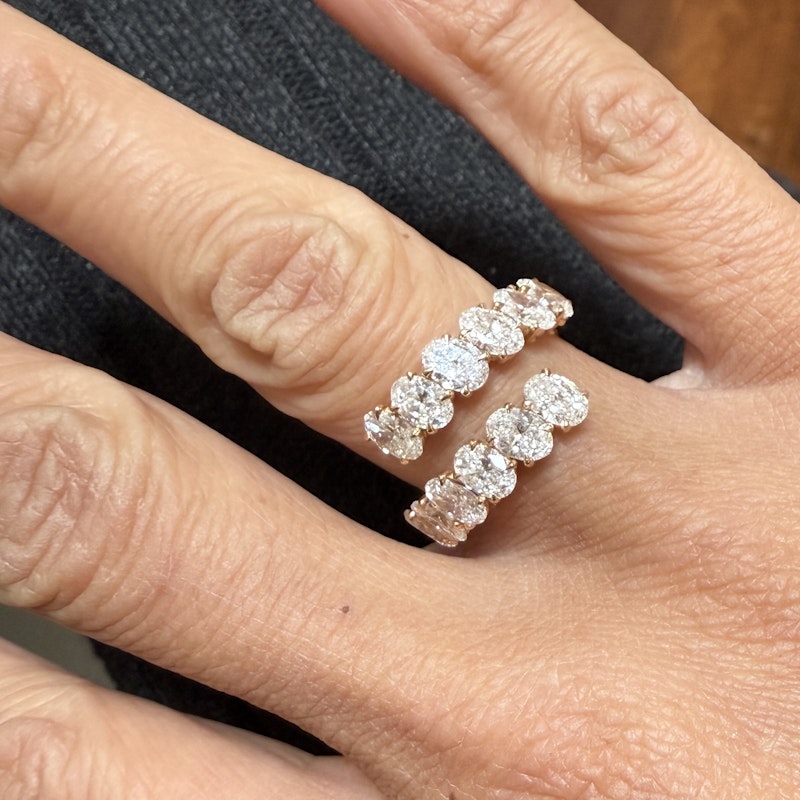 18k Rose Gold Oval Diamond Bypass Ring