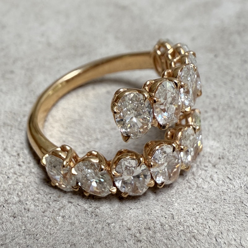 18k Rose Gold Oval Diamond Bypass Ring