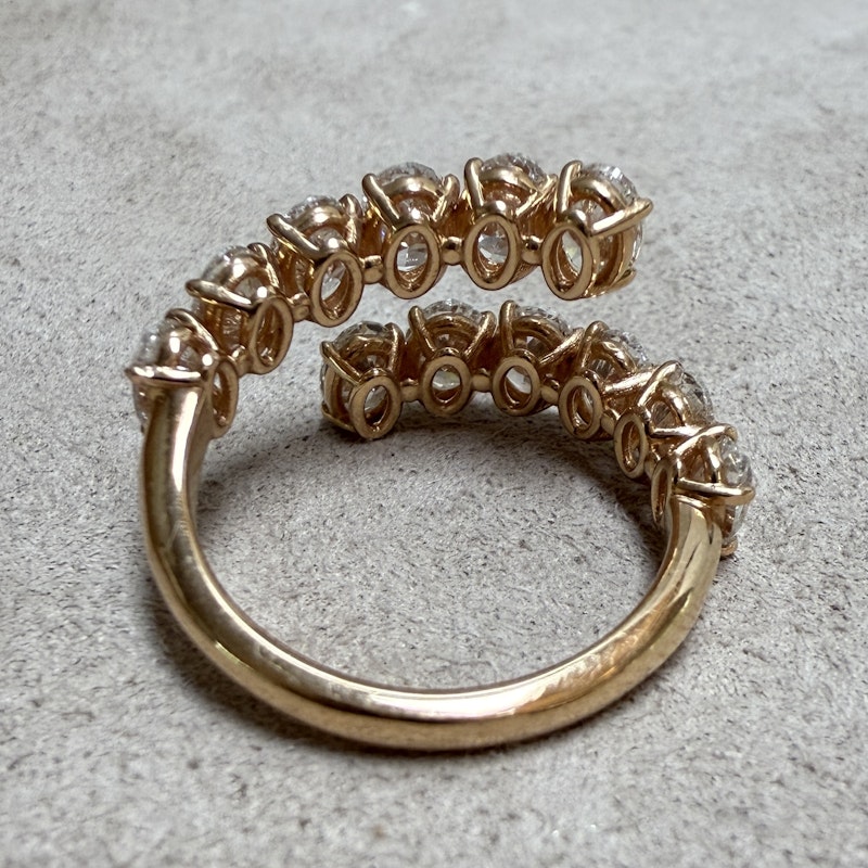 18k Rose Gold Oval Diamond Bypass Ring