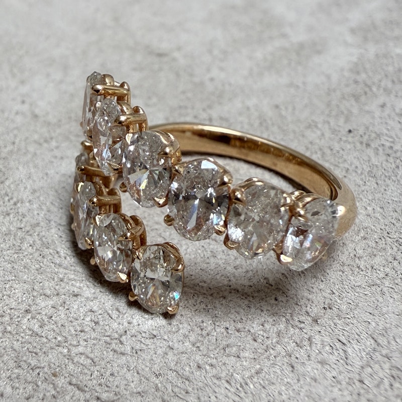 18k Rose Gold Oval Diamond Bypass Ring