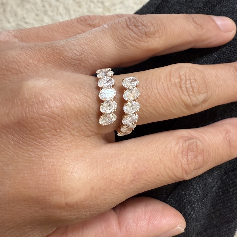 18k Rose Gold Oval Diamond Bypass Ring