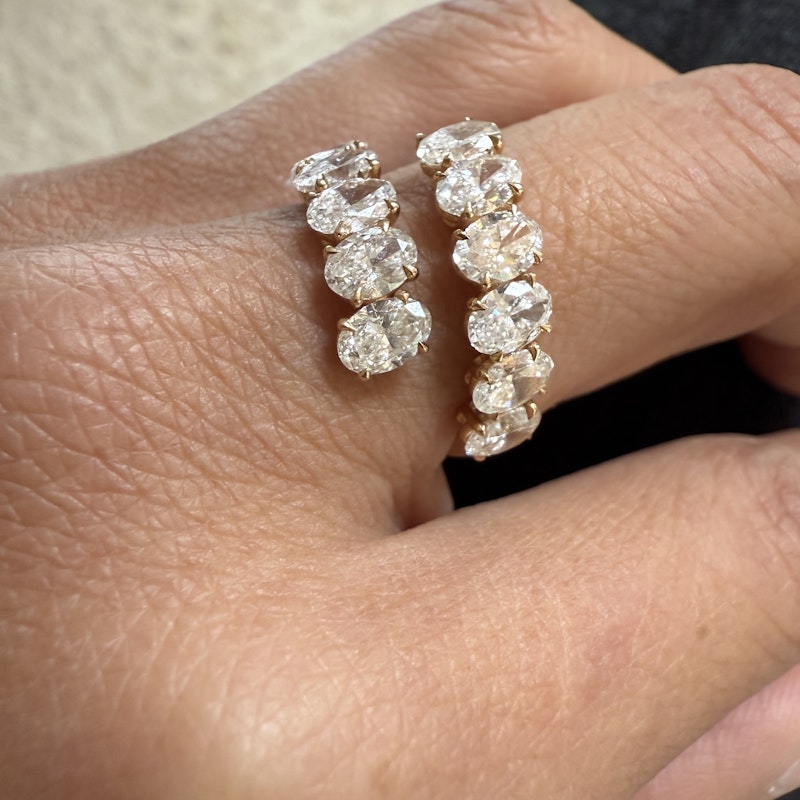 18k Rose Gold Oval Diamond Bypass Ring