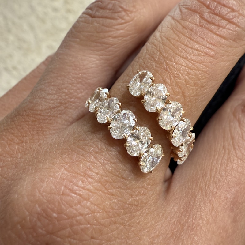 18k Rose Gold Oval Diamond Bypass Ring