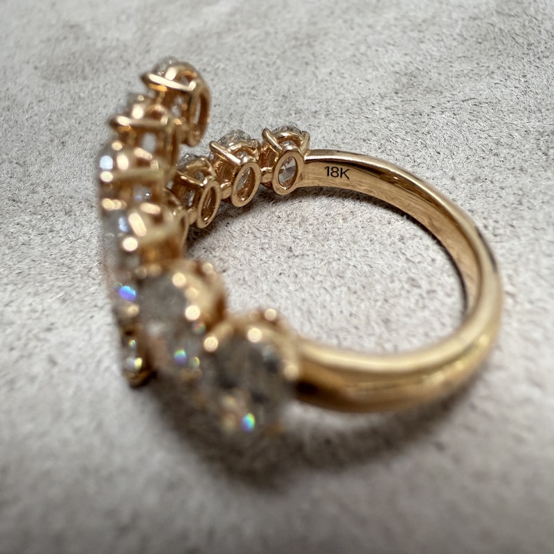 18k Rose Gold Oval Diamond Bypass Ring