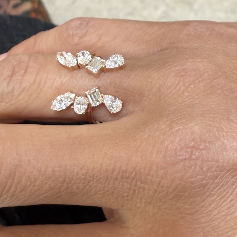 18k Rose Gold Multi-Shaped Diamond Split Cuff Ring