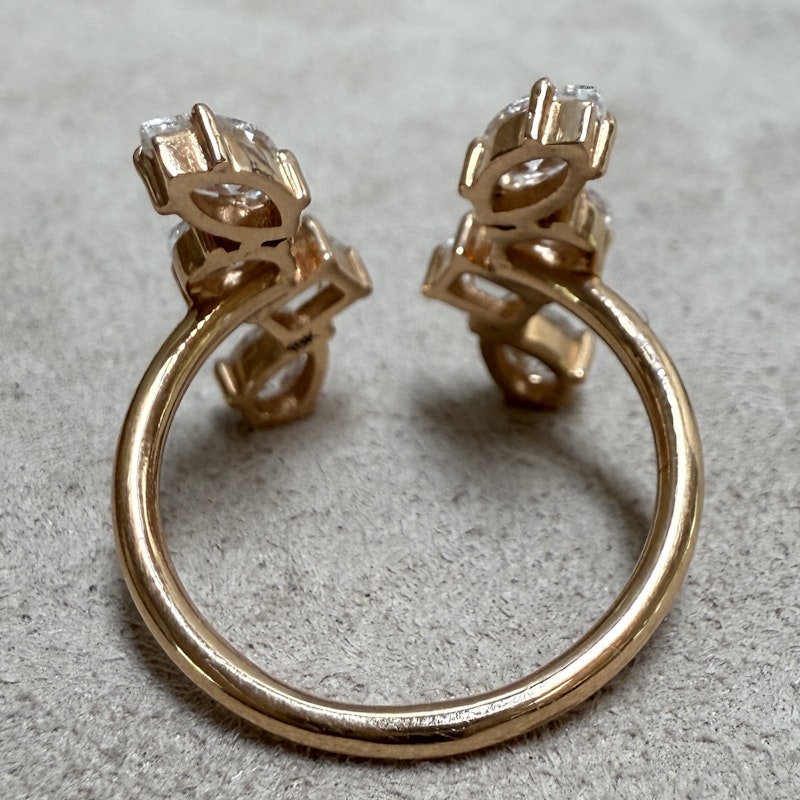 18k Rose Gold Multi-Shaped Diamond Split Cuff Ring