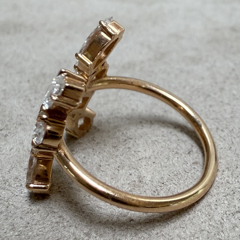18k Rose Gold Multi-Shaped Diamond Split Cuff Ring