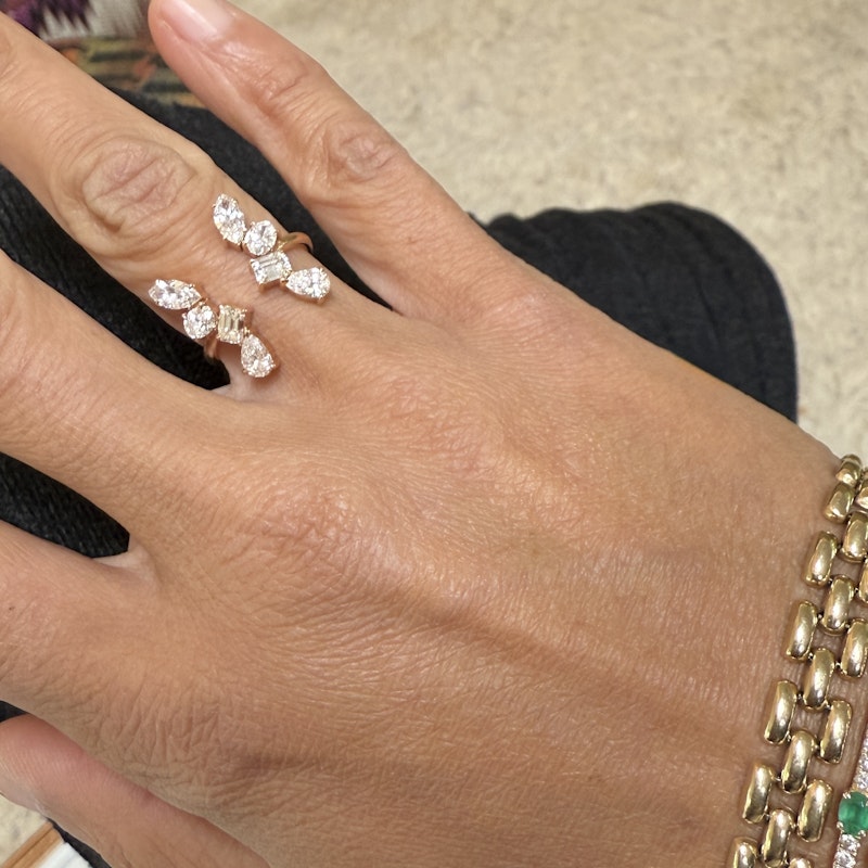 18k Rose Gold Multi-Shaped Diamond Split Cuff Ring