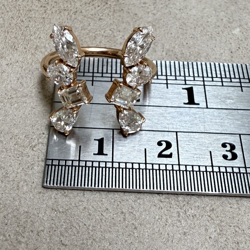 18k Rose Gold Multi-Shaped Diamond Split Cuff Ring