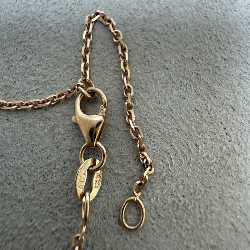 18k Rose Gold Emerald and Pear-Cut Diamond Lariat Necklace