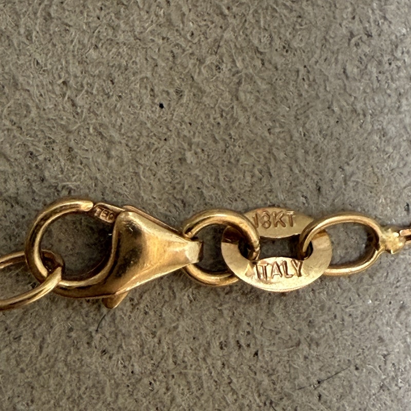 18k Rose Gold Dangling Baguette Necklace
