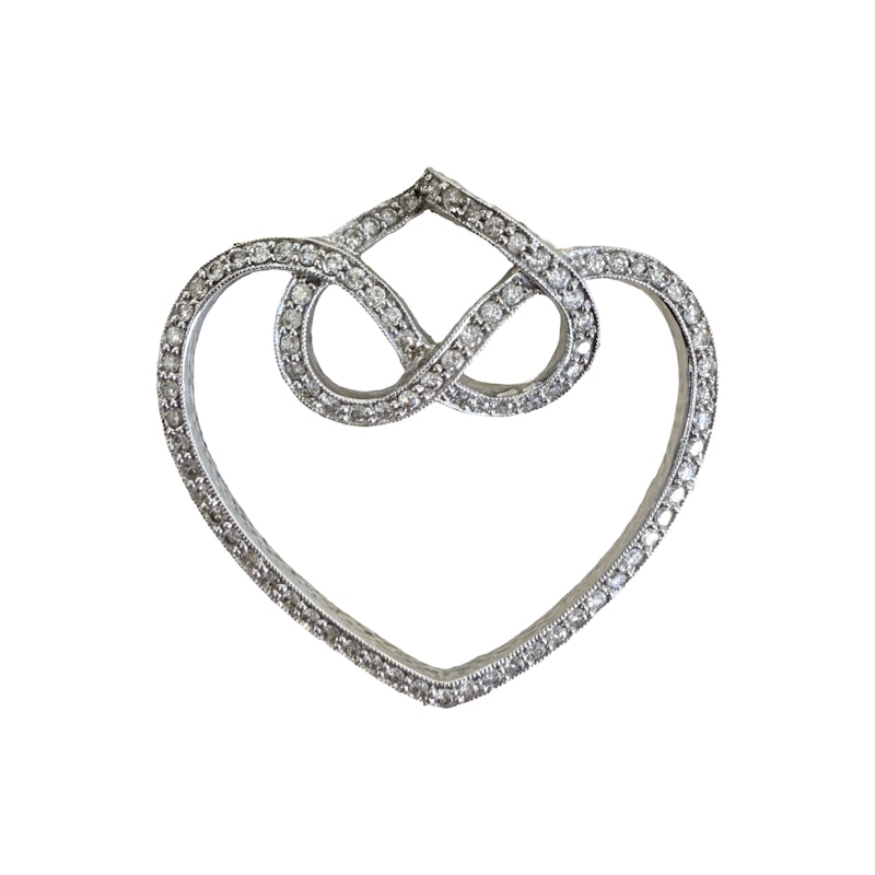 18k White Gold Diamond Infinity Halo Heart Pendant