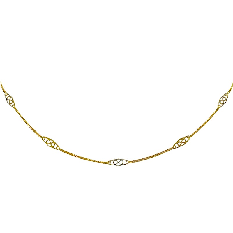 14k Italian Yellow Gold Filigree Chain Necklace