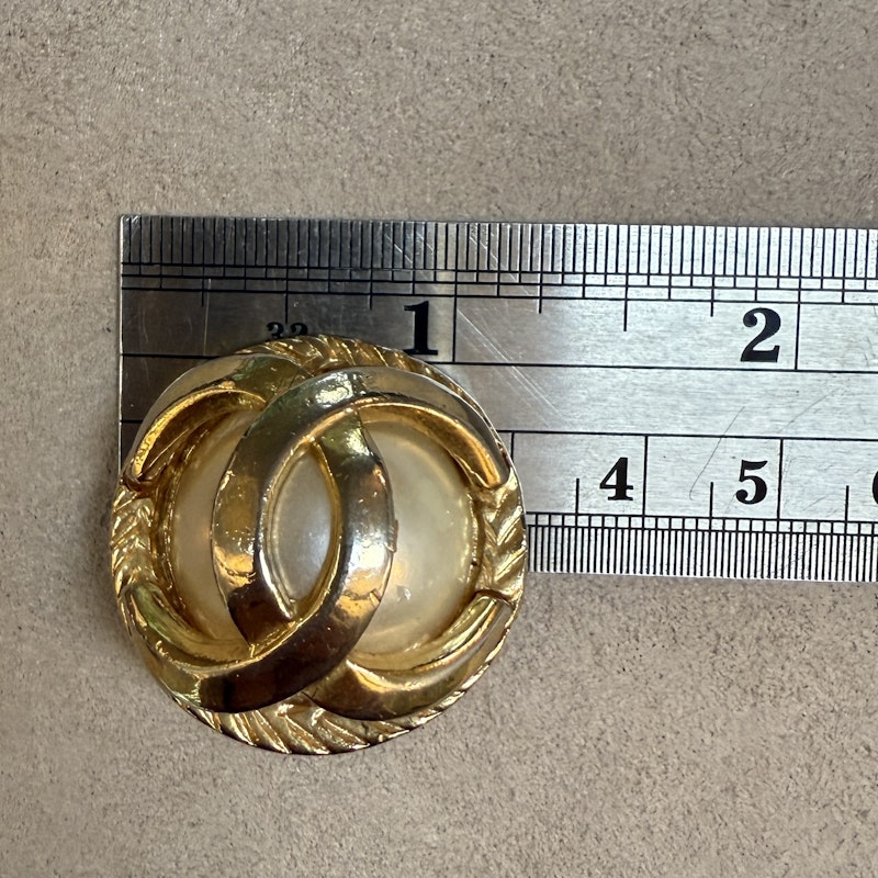 Chanel Gold and Pearl CC Clip On Earrings