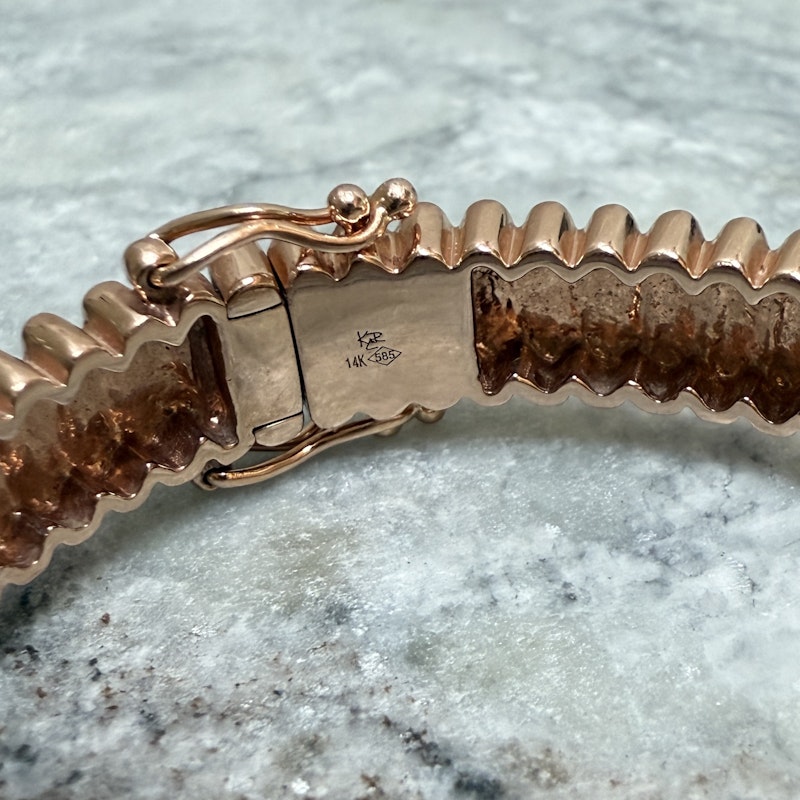 KayLee & Rose 14k Rose Gold Fluted Diamond Bangle Bracelet