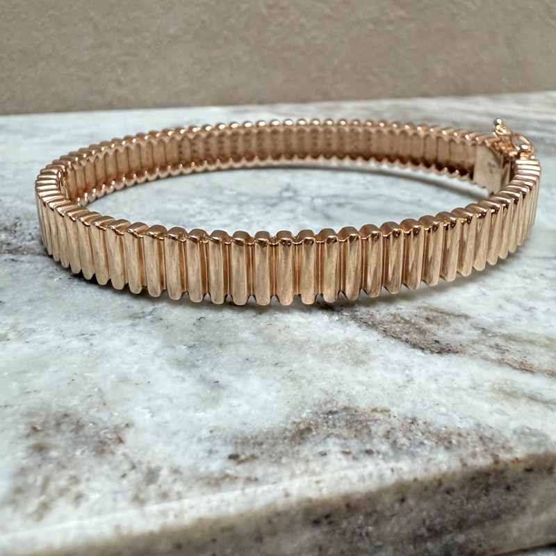 KayLee & Rose 14k Rose Gold Fluted Diamond Bangle Bracelet