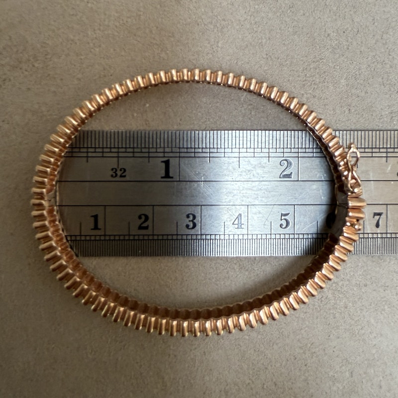 KayLee & Rose 14k Rose Gold Fluted Diamond Bangle Bracelet