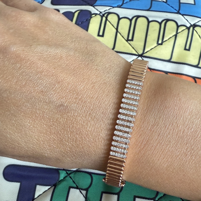 KayLee & Rose 14k Rose Gold Fluted Diamond Bangle Bracelet