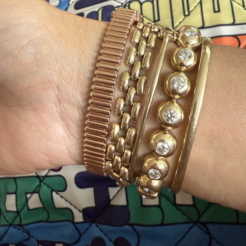 KayLee & Rose 14k Rose Gold Fluted Diamond Bangle Bracelet