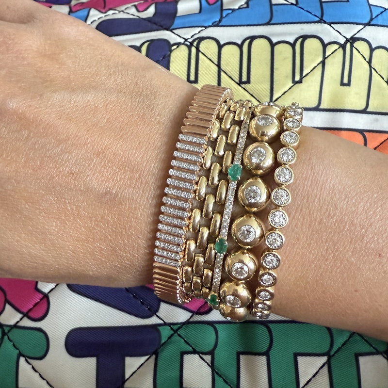 KayLee & Rose 14k Rose Gold Fluted Diamond Bangle Bracelet