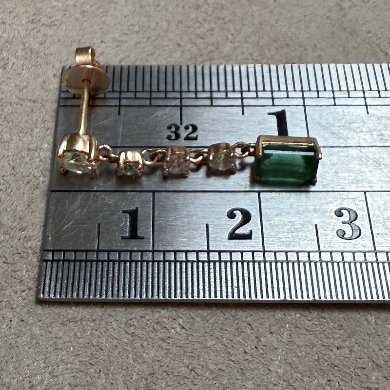 KayLee & Rose 14k Rose Gold Emerald & Diamond Drop Earrings