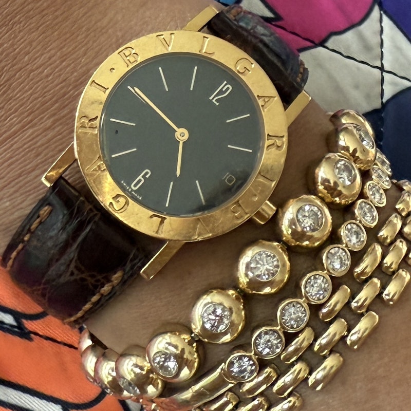 Vintage Bvlgari Bvlgari BB30GL 18k Yellow Gold Leather Watch