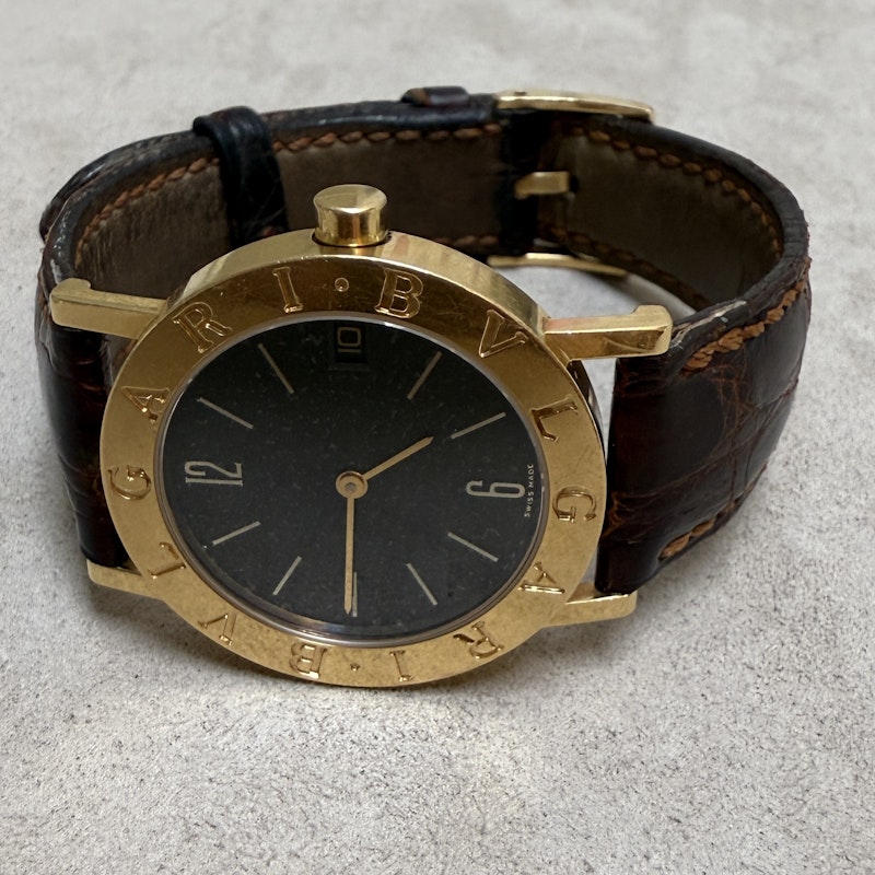 Vintage Bvlgari Bvlgari BB30GL 18k Yellow Gold Leather Watch