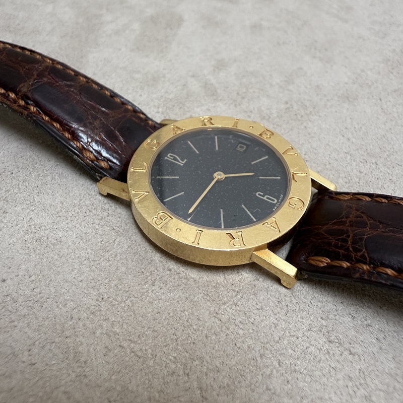 Vintage Bvlgari Bvlgari BB30GL 18k Yellow Gold Leather Watch