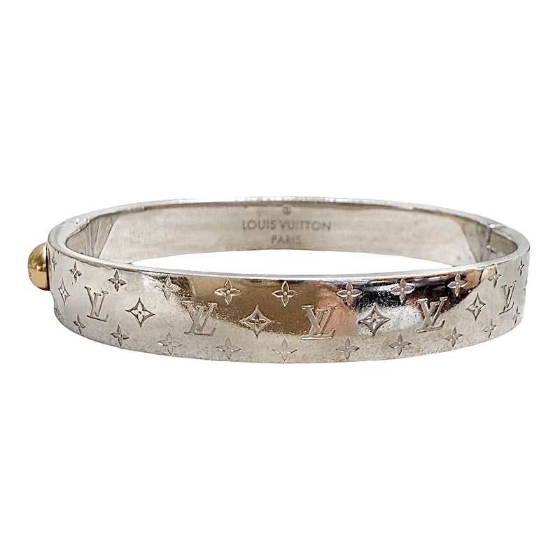 Louis Vuitton Monogram Silver & Gold Hinged Bangle Bracelet