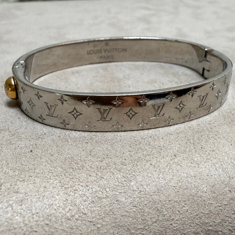 Louis Vuitton Monogram Silver & Gold Hinged Bangle Bracelet