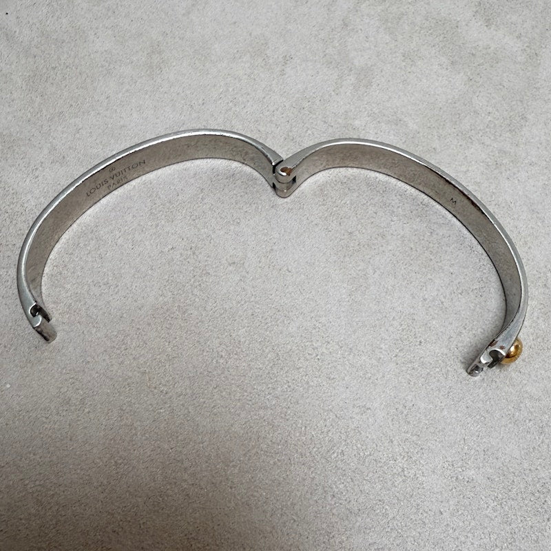 Louis Vuitton Monogram Silver & Gold Hinged Bangle Bracelet