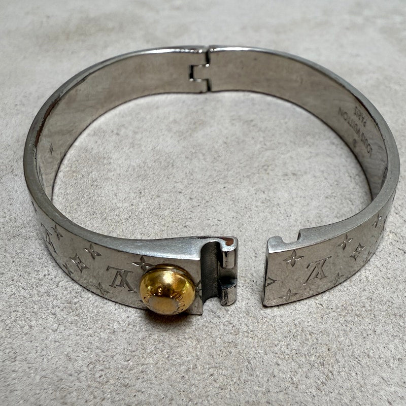 Louis Vuitton Monogram Silver & Gold Hinged Bangle Bracelet