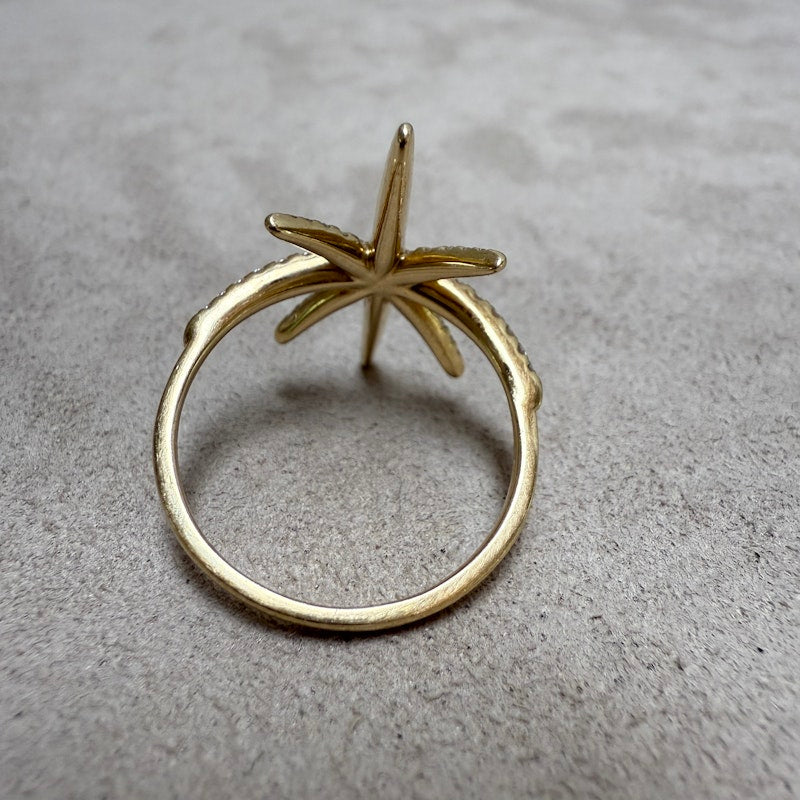 14k Yellow Gold & Diamond Starburst Ring