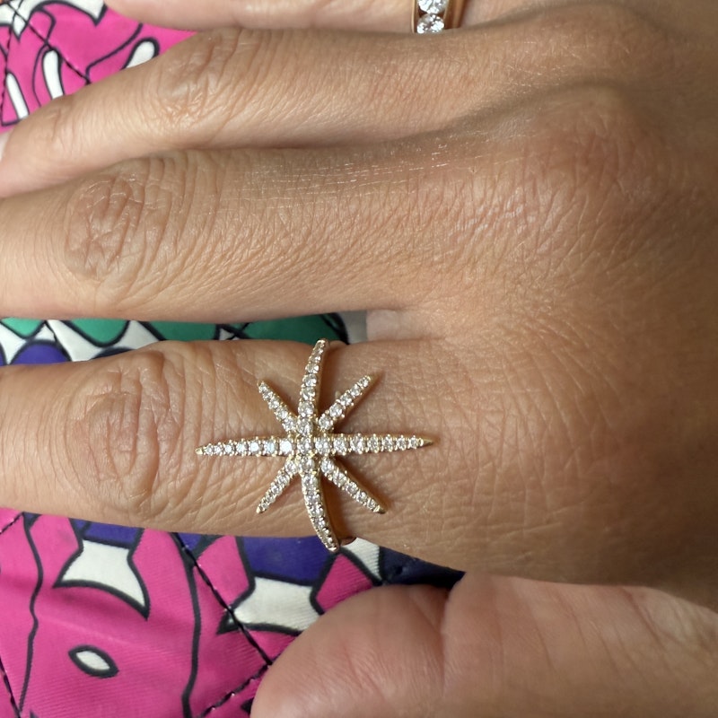 14k Yellow Gold & Diamond Starburst Ring