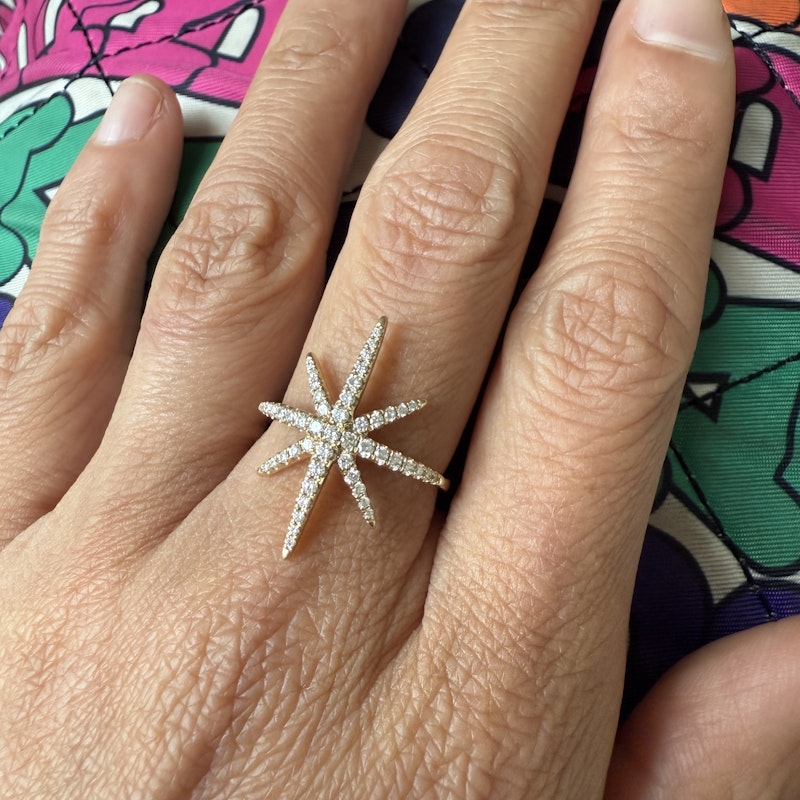 14k Yellow Gold & Diamond Starburst Ring