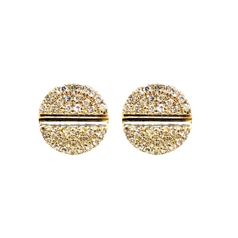 14k Yellow Gold Pavé Diamond Nail Head Stud Earrings