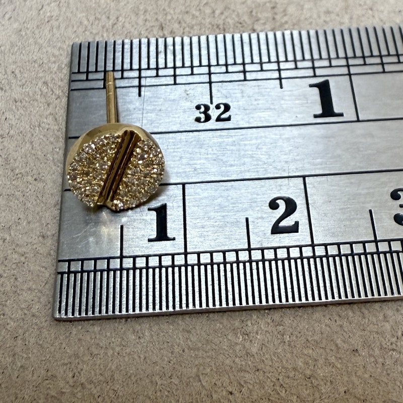 14k Yellow Gold Pavé Diamond Nail Head Stud Earrings