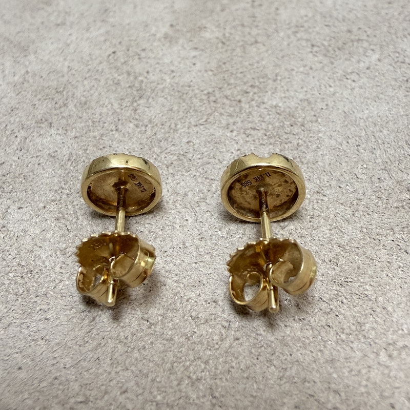 14k Yellow Gold Pavé Diamond Nail Head Stud Earrings