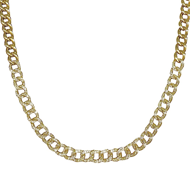 14K Yellow Gold & Diamond Cuban Curb Link Necklace