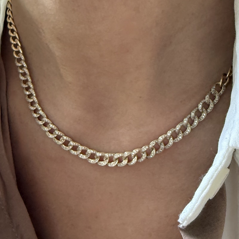14K Yellow Gold & Diamond Cuban Curb Link Necklace