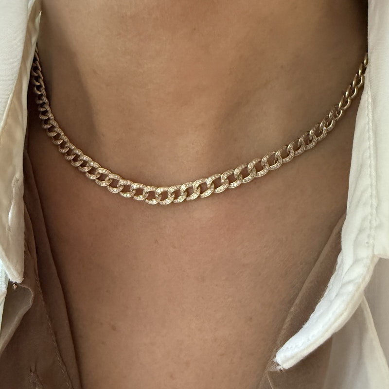 14K Yellow Gold & Diamond Cuban Curb Link Necklace