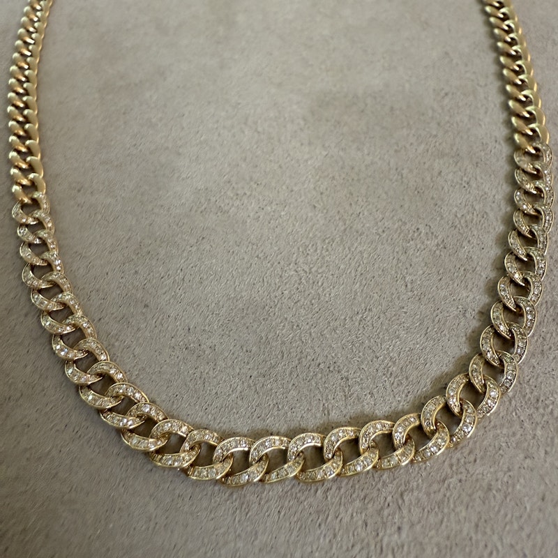 14K Yellow Gold & Diamond Cuban Curb Link Necklace