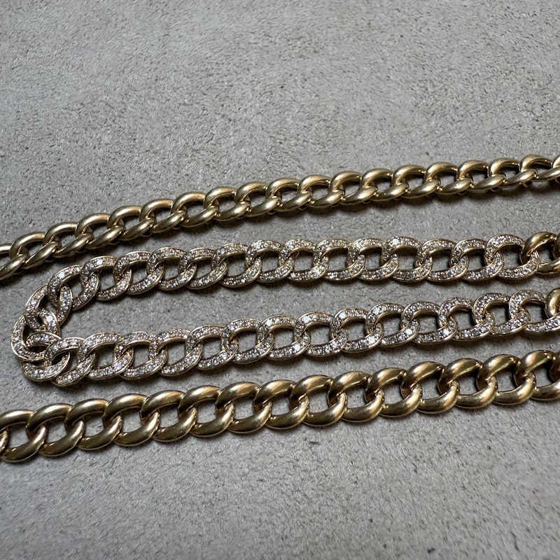 14K Yellow Gold & Diamond Cuban Curb Link Necklace