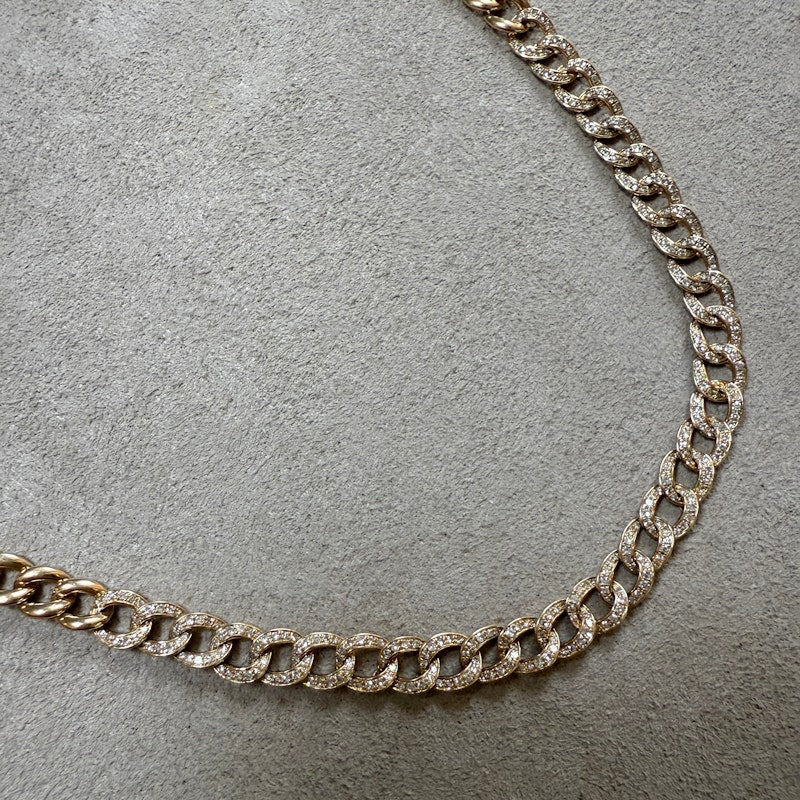 14K Yellow Gold & Diamond Cuban Curb Link Necklace
