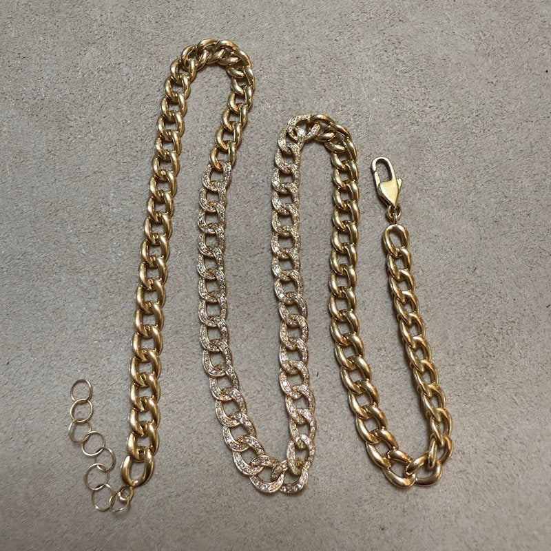 14K Yellow Gold & Diamond Cuban Curb Link Necklace